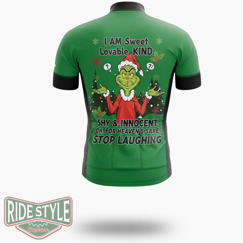 Grinchmas I Am Sweet, Lovable Kind Cycling Jersey Kit - Short Sleeve Cycling Jersey-White