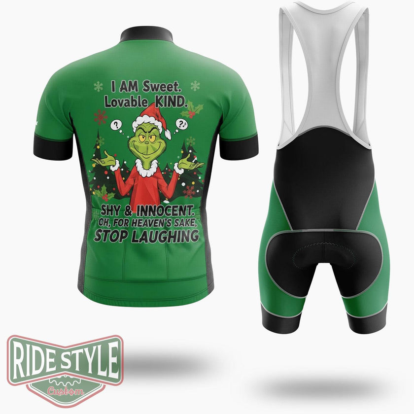 Grinchmas I Am Sweet, Lovable Kind Cycling Jersey Kit - Short Sleeve Cycling Jersey Kit-White