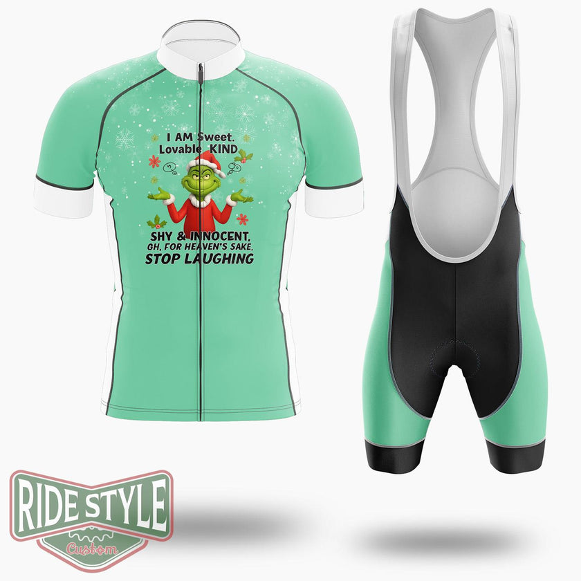 Grrinch I Am Sweet Lovable Kind Shy And Innocent Christmas Cycling Jersey Kit - Short Sleeve Cycling Jersey Kit-White