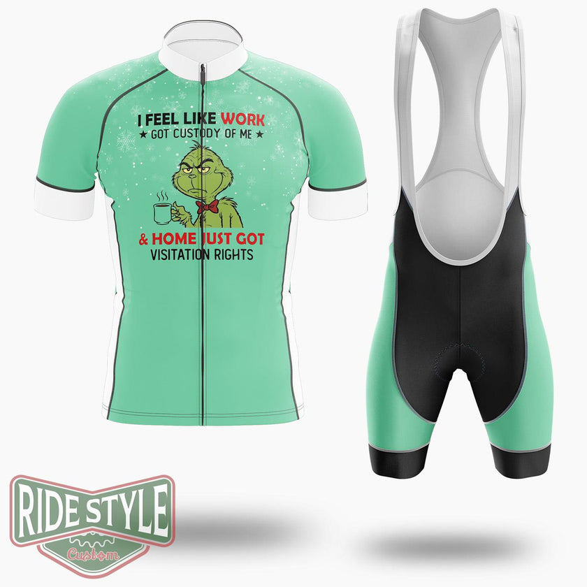 Grrinch I Feel Like Work Grinch Christmas Cycling Jersey Kit - Short Sleeve Cycling Jersey Kit-White