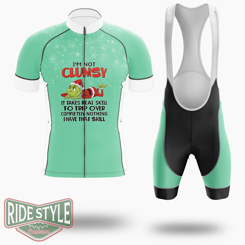 Grrinch I'm Not Clumsy Christmas Cycling Jersey Kit - Short Sleeve Cycling Jersey Kit-White