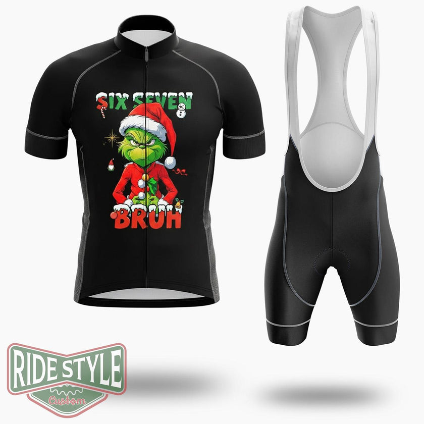 Grrinch Six Seven Christmas Brush Christmas Cycling Jersey Kit - Short Sleeve Cycling Jersey Kit-White