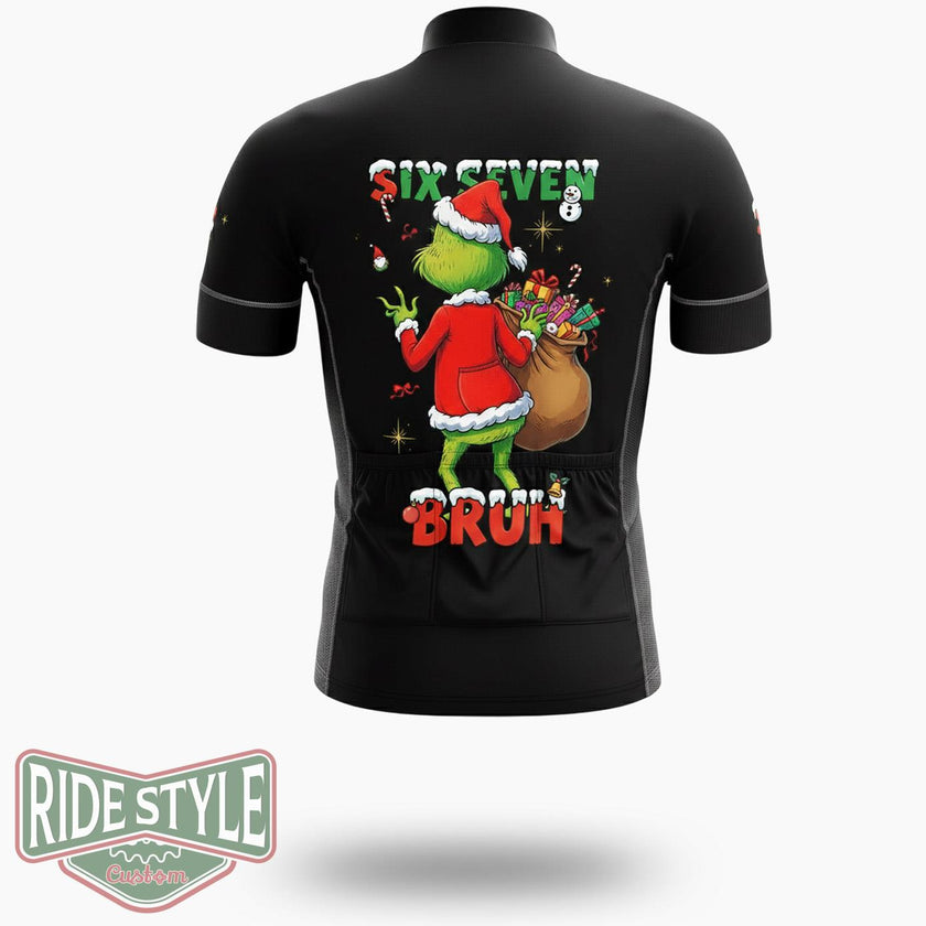 Grrinch Six Seven Christmas Brush Christmas Cycling Jersey Kit - Short Sleeve Cycling Jersey-White