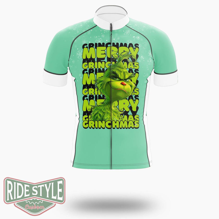Grrinchmas Merry, Grrinchmas Merry Christmas Cycling Jersey Kit - Short Sleeve Cycling Jersey-White