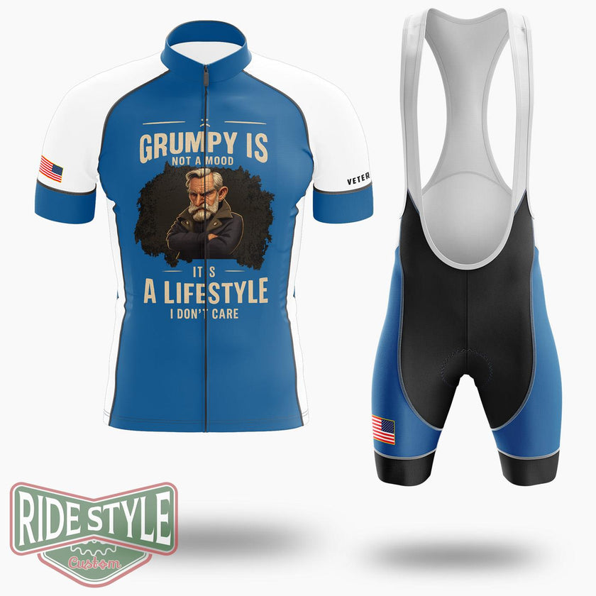 Grumpy Lifestyle Tee Grumpy Old Man Cycling Jersey - Short Sleeve Cycling Jersey Kit-White