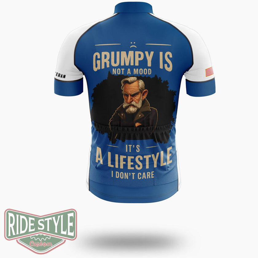 Grumpy Lifestyle Tee Grumpy Old Man Cycling Jersey - Short Sleeve Cycling Jersey-White