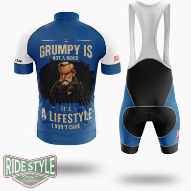 Grumpy Lifestyle Tee Grumpy Old Man Cycling Jersey - Short Sleeve Cycling Jersey Kit-White