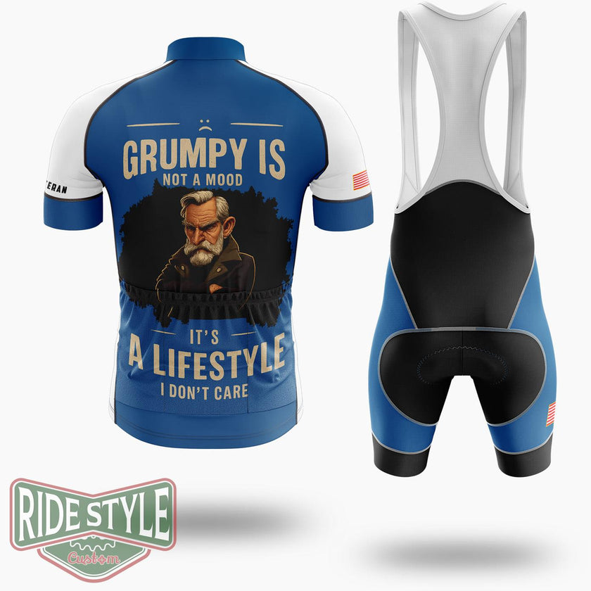 Grumpy Lifestyle Tee Grumpy Old Man Cycling Jersey - Short Sleeve Cycling Jersey Kit-White