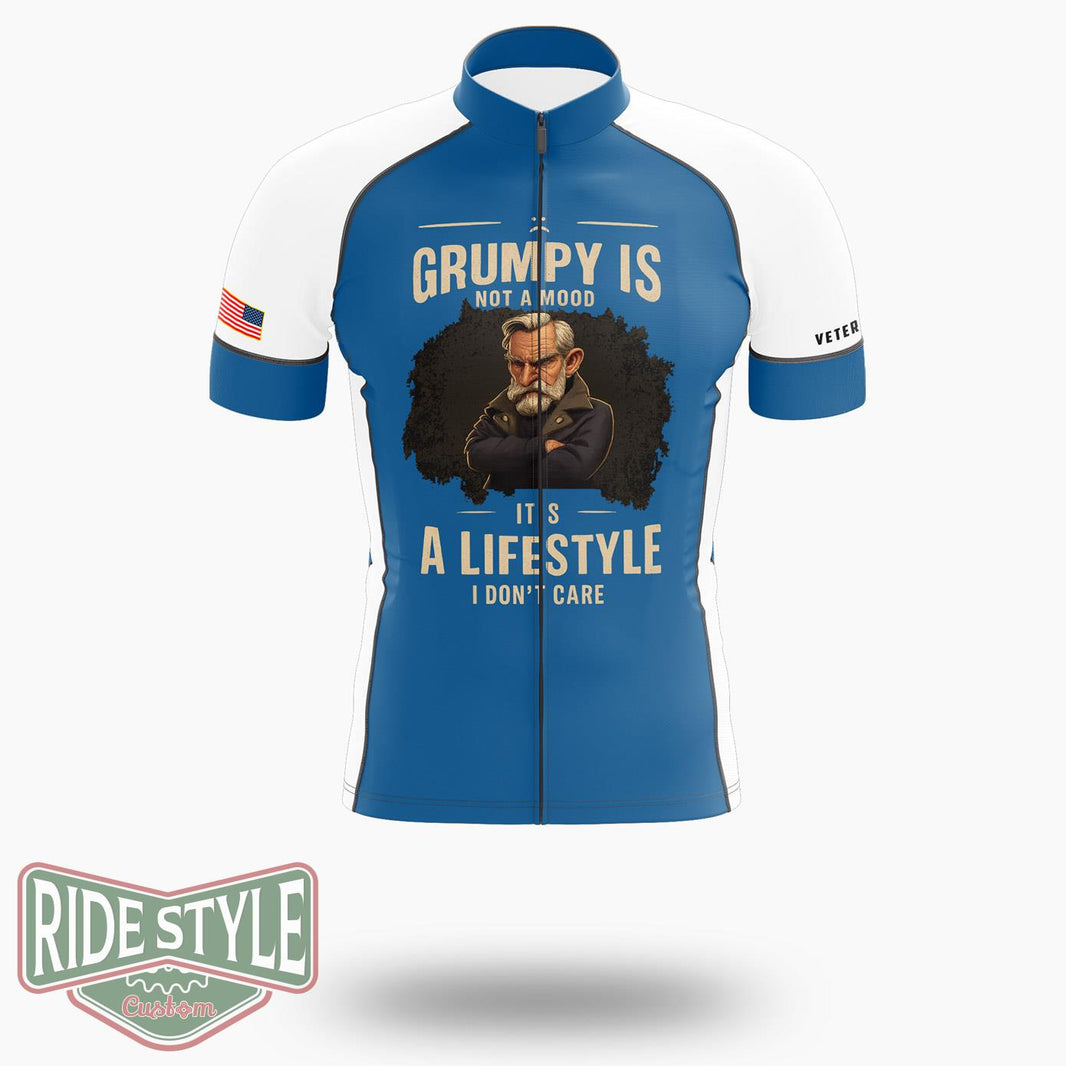 Grumpy Lifestyle Tee Grumpy Old Man Cycling Jersey - Short Sleeve Cycling Jersey-White