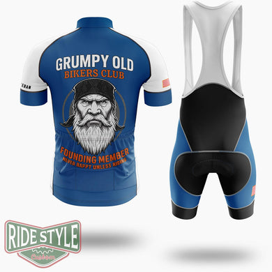 Grumpy Old Bikers Club Founding Member Never Happy Unless Riding Motorcycle Cycling Jersey - Short Sleeve Cycling Jersey Kit-White