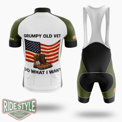 Grumpy Old Vet I Do What I Want Cycling Jersey - Short Sleeve Cycling Jersey Kit-White