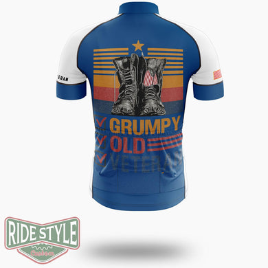 Grumpy Old Veteran Cycling Jersey - Short Sleeve Cycling Jersey-White