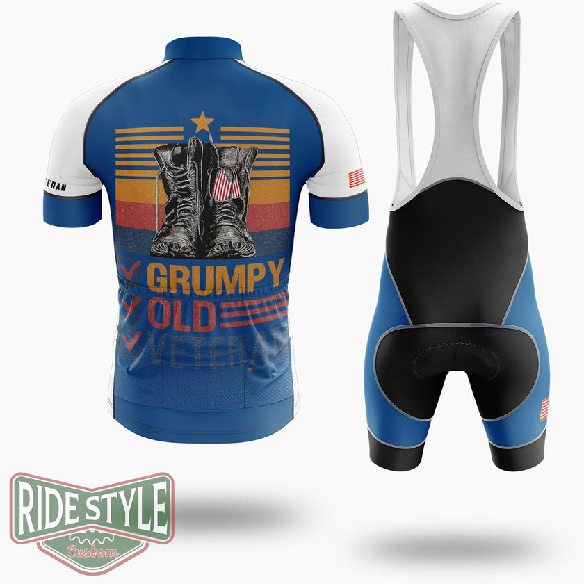 Grumpy Old Veteran Cycling Jersey - Short Sleeve Cycling Jersey Kit-White