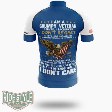 Grumpy Old Veteran I Served, I Sacrificed Cycling Jersey - Short Sleeve Cycling Jersey-White