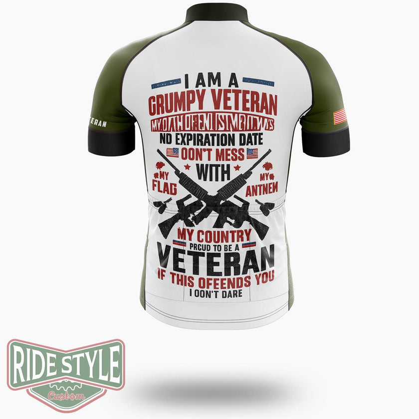 Grumpy Veteran Cycling Jersey - Short Sleeve Cycling Jersey-White