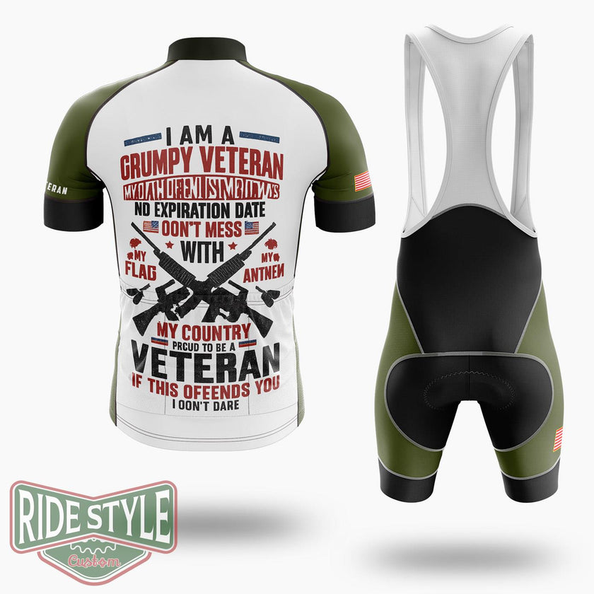 Grumpy Veteran Cycling Jersey - Short Sleeve Cycling Jersey Kit-White
