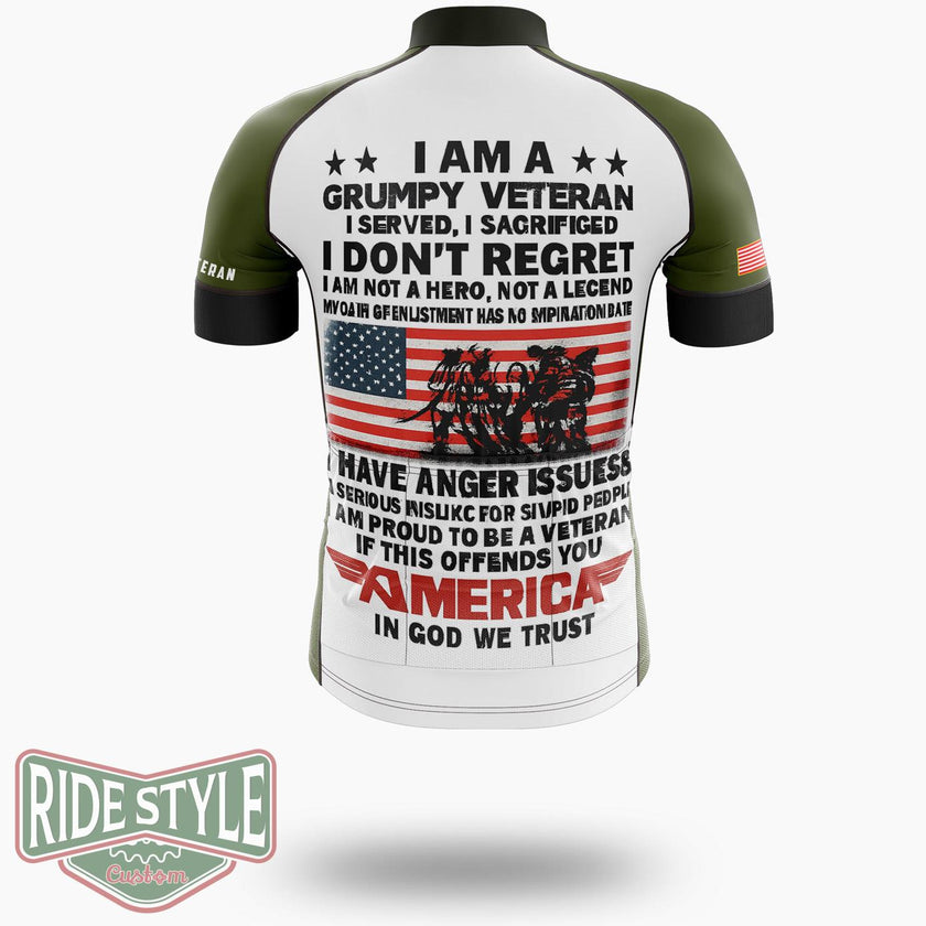 Grumpy Veterans Cycling Jersey - Short Sleeve Cycling Jersey-White