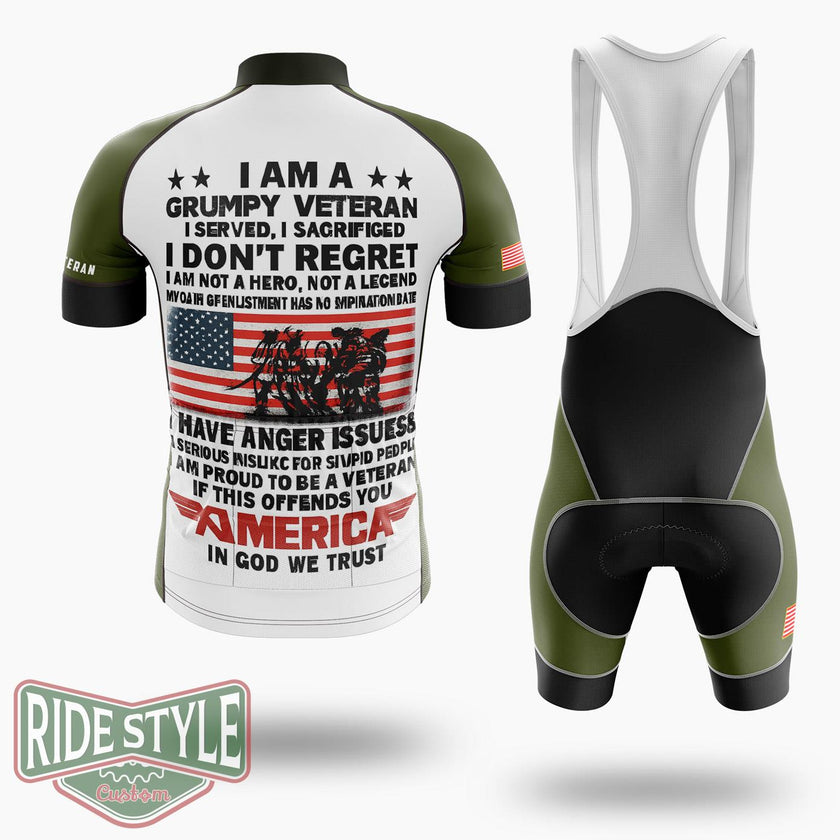 Grumpy Veterans Cycling Jersey - Short Sleeve Cycling Jersey Kit-White