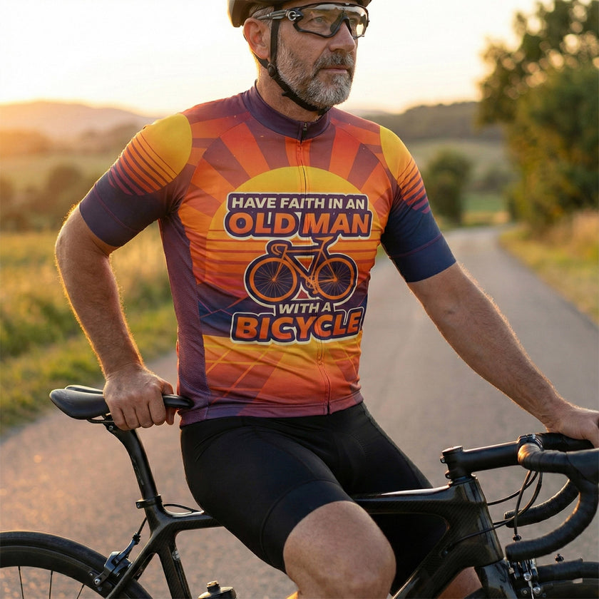 Have Faith In An Old Man With A Bicycle Men Cycling Jersey - Short Sleeve Cycling Jersey-White
