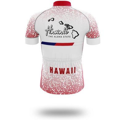 Hawaii Cycling Jersey Short Sleeve, Hawaii Map Cycling Jersey - Short Sleeve Cycling Jersey-White