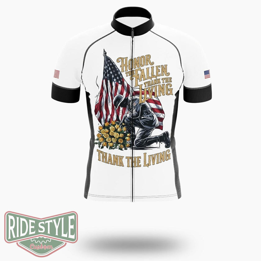 Honor The Fallen Patriotic Veterans Day Memorial Usa Cycling Jersey Kit - Short Sleeve Cycling Jersey-White