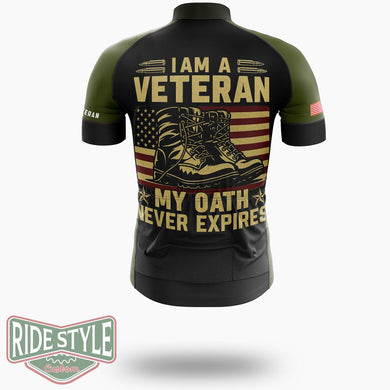 I Am A Veteran, My Oath Never Expires Cycling Jersey, Veteran Gift Shirt - Short Sleeve Cycling Jersey-White