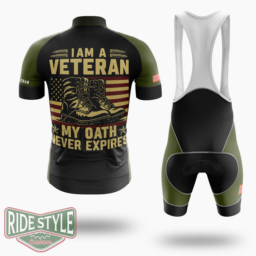 I Am A Veteran, My Oath Never Expires Cycling Jersey, Veteran Gift Shirt - Short Sleeve Cycling Jersey Kit-White