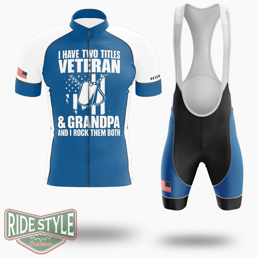 I Have Two Titles Veteran Grumpy Funny Classic Cycling Jersey - Short Sleeve Cycling Jersey Kit-White