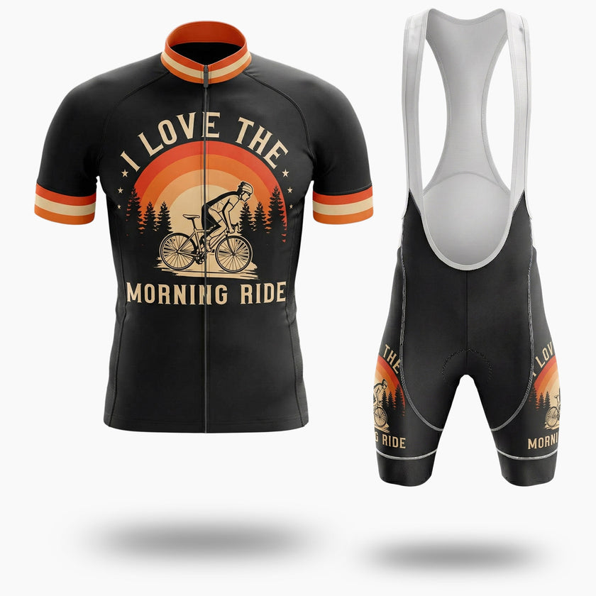 I Love The Morning Ride, Retro Bike Cycling Jersey - Short Sleeve Cycling Jersey Kit-White