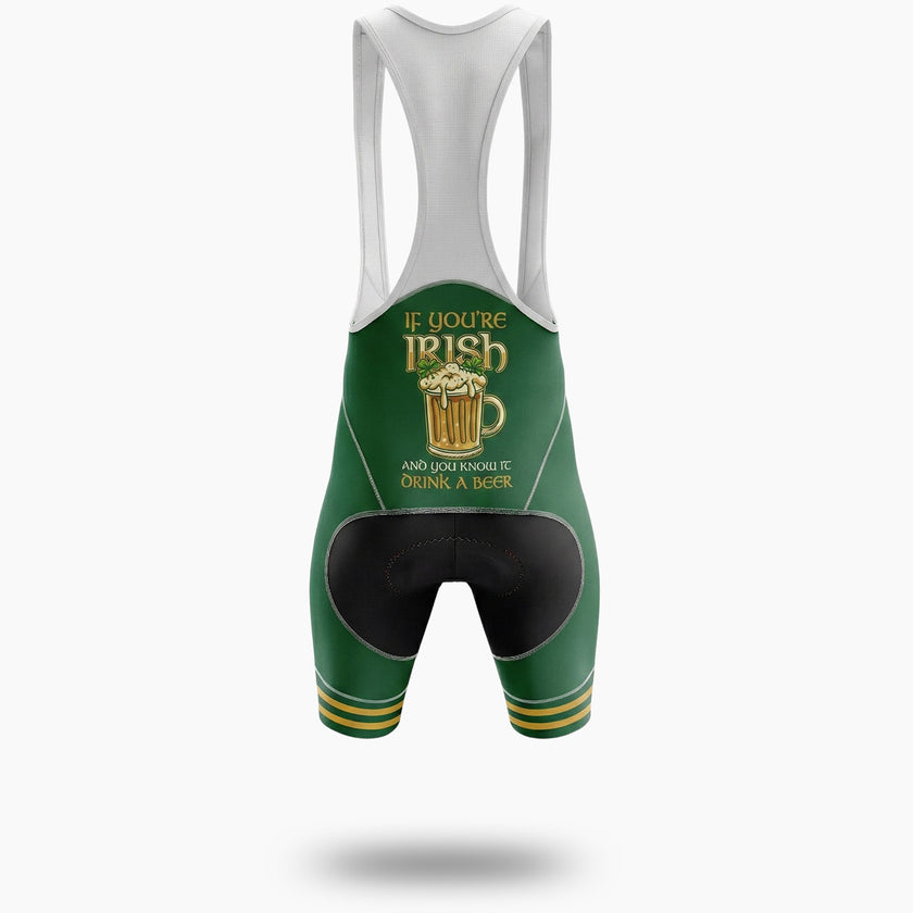 If You're Irish And You Know It, Drink A Beer, Irish Cycling Jersey Kit - Bib Shorts-White