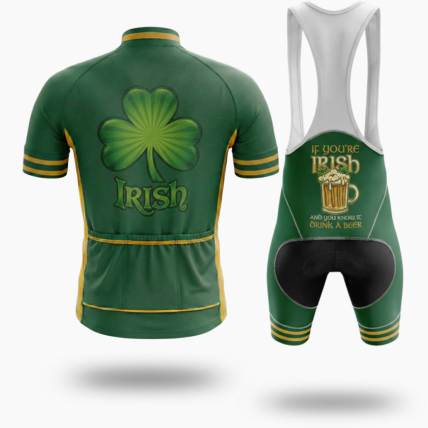 If You're Irish And You Know It, Drink A Beer, Irish Cycling Jersey Kit - Short Sleeve Cycling Jersey Kit-White