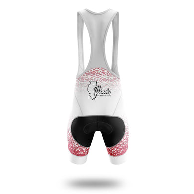 Illinois Cycling Jersey Short Sleeve and Bib Short, Illinois Map Cycling Jersey - Bib Shorts-White
