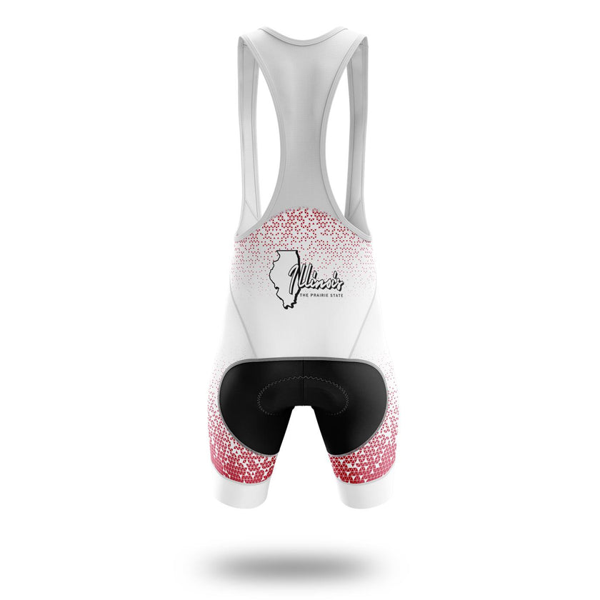 Illinois Cycling Jersey Short Sleeve and Bib Short, Illinois Map Cycling Jersey - Bib Shorts-White