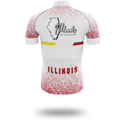 Illinois Cycling Jersey Short Sleeve and Bib Short, Illinois Map Cycling Jersey - Short Sleeve Cycling Jersey-White