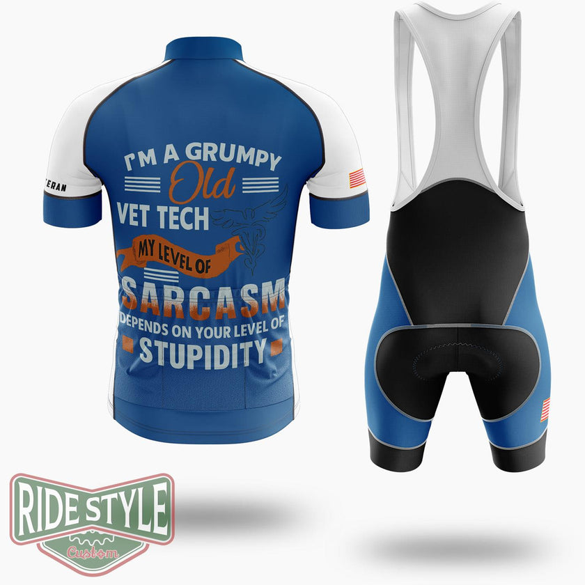 I'm A Grumpy Old Vet Tech Cycling Jersey - Short Sleeve Cycling Jersey Kit-White