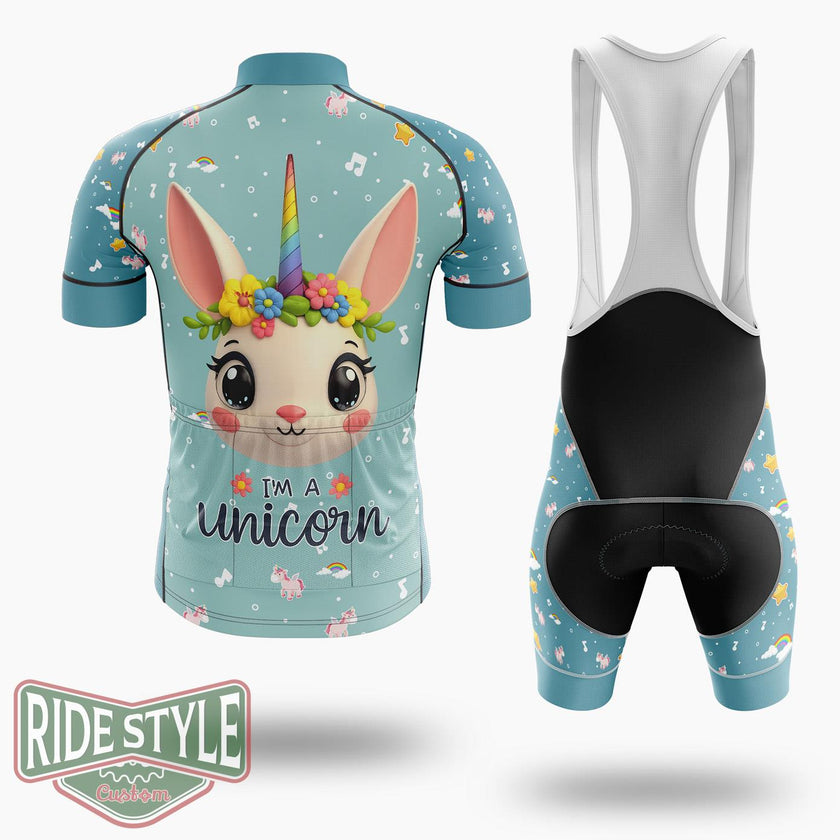 I'm A Unicorn' Fantasy Cute Rabbit Cycling Jersey Kit, Bicycle Clothing - Short Sleeve Cycling Jersey Kit-White