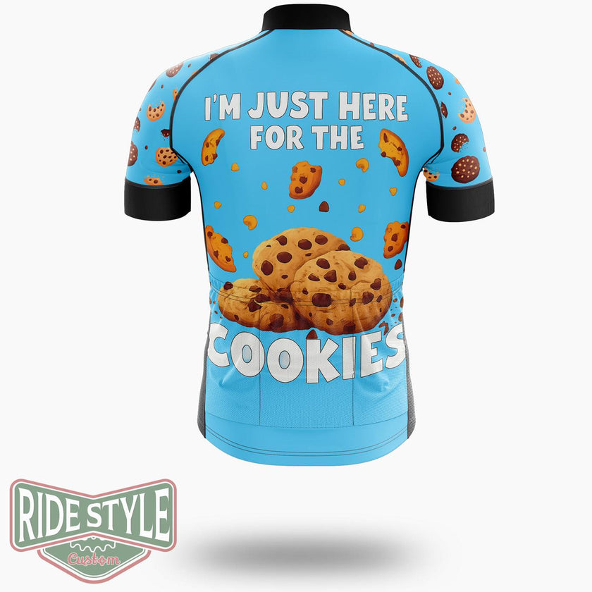 I'm Just Here For The Cookies Funny Chocolate Chip Cookie Cycling Jersey Kit, Bicycle Clothing - Short Sleeve Cycling Jersey-White