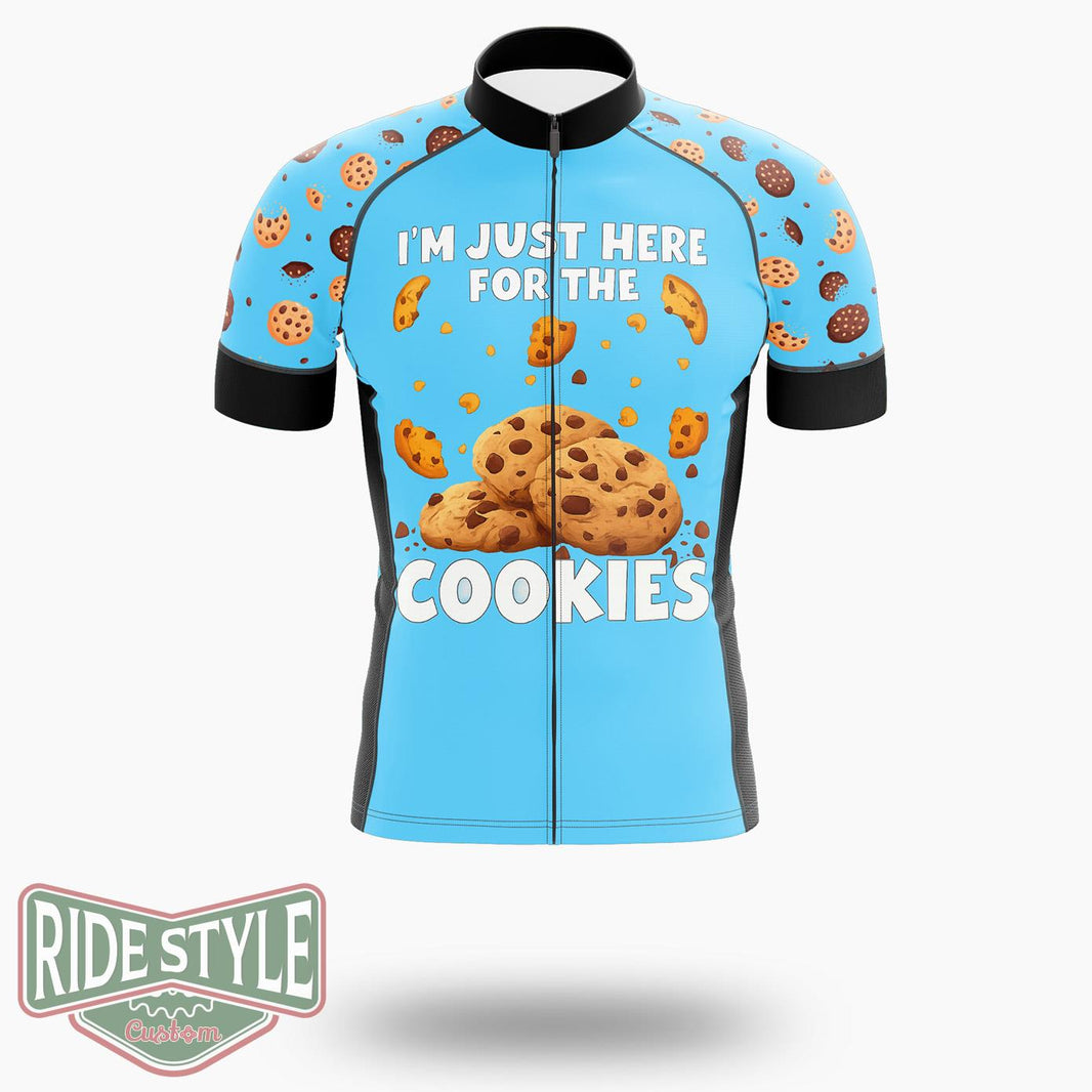 I'm Just Here For The Cookies Funny Chocolate Chip Cookie Cycling Jersey Kit, Bicycle Clothing - Short Sleeve Cycling Jersey-White