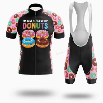 I'm Just Here For The Donuts Cycling Jersey Short Sleeve - Short Sleeve Cycling Jersey Kit-White