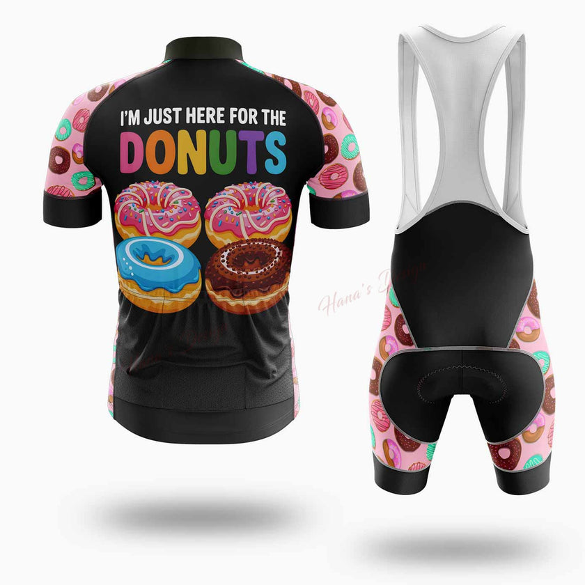 I'm Just Here For The Donuts Cycling Jersey Short Sleeve - Short Sleeve Cycling Jersey Kit-White