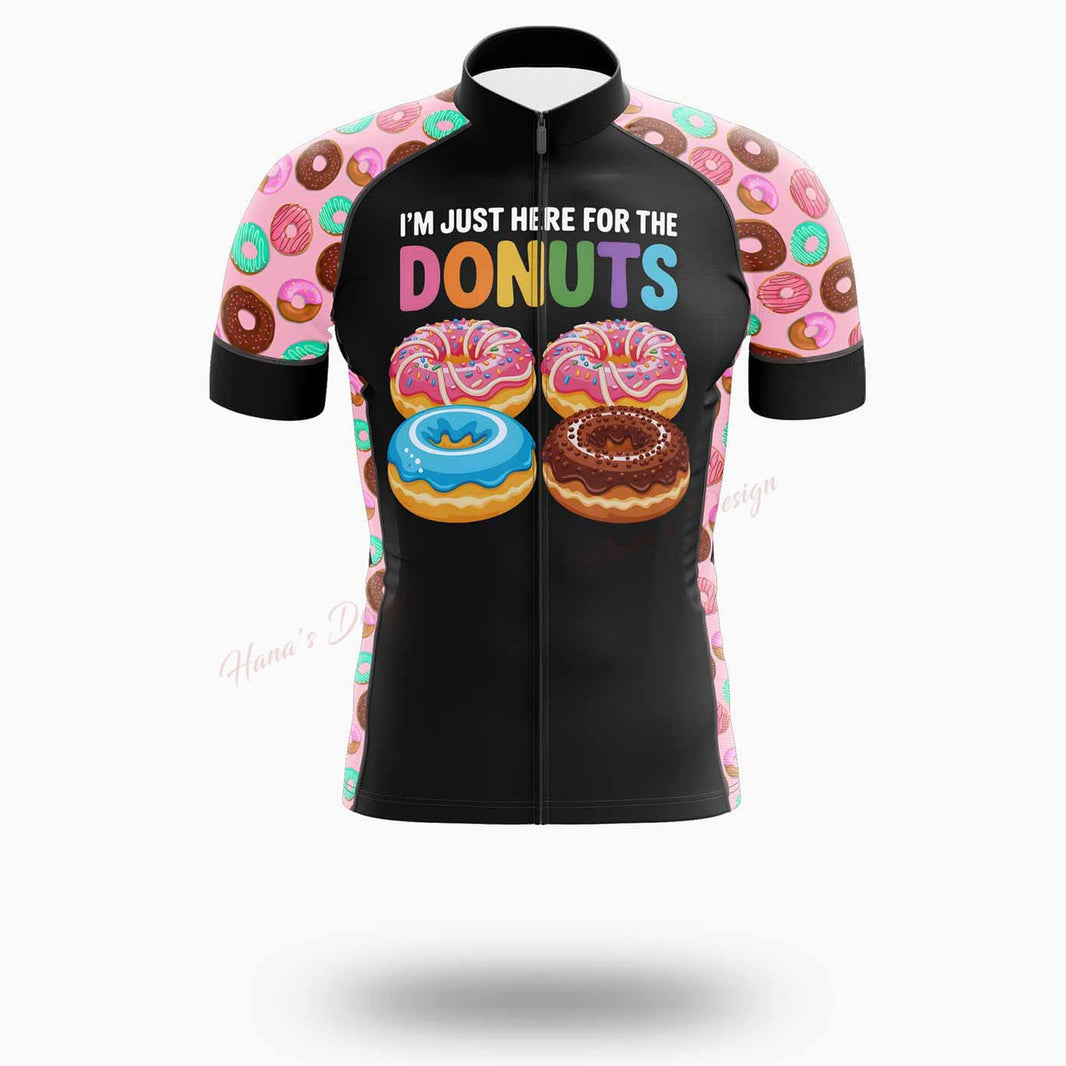 I'm Just Here For The Donuts Cycling Jersey Short Sleeve - Short Sleeve Cycling Jersey-White