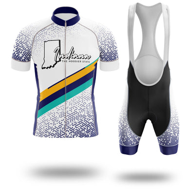Indiana Map Cycling Jersey and Bib Shorts Set - Short Sleeve Cycling Jersey Kit-White