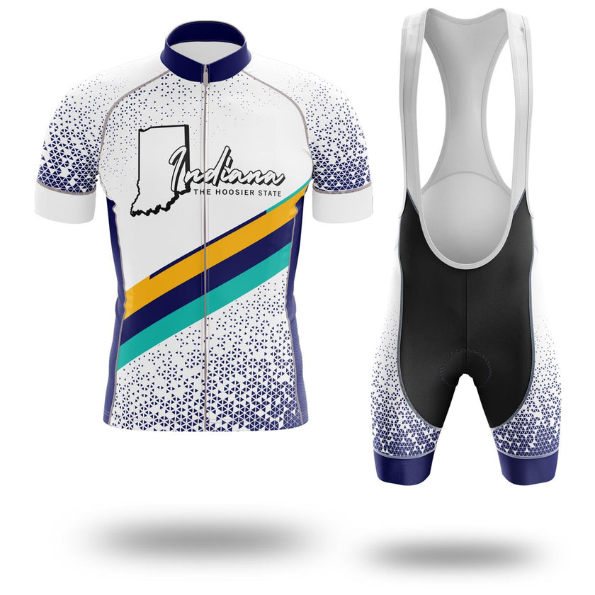 Indiana Map Cycling Jersey and Bib Shorts Set - Short Sleeve Cycling Jersey Kit-White