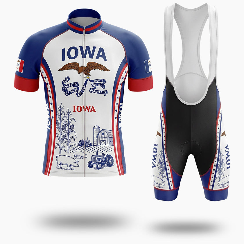 Iowa Agriculture Men's Cycling Jersey - Iowa State Bike Clothing Kit - Short Sleeve Cycling Jersey Kit-White