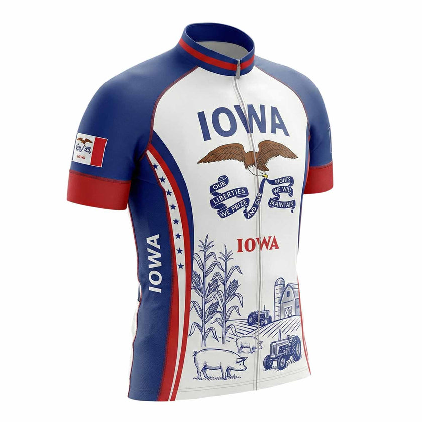 Iowa Agriculture Men's Cycling Jersey - Iowa State Bike Clothing Kit - Short Sleeve Cycling Jersey Kit-White