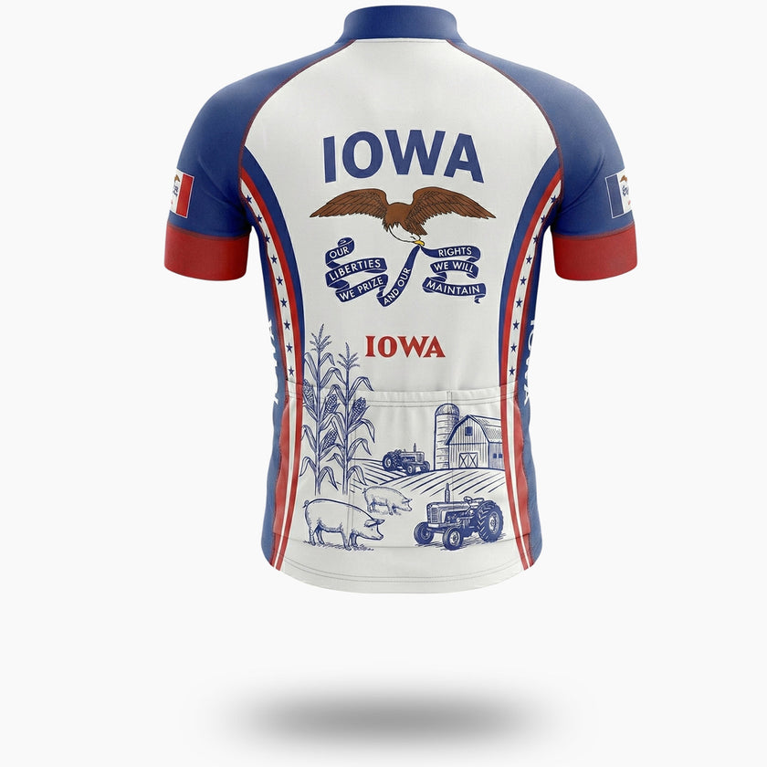 Iowa Agriculture Men's Cycling Jersey - Iowa State Bike Clothing Kit - Short Sleeve Cycling Jersey-White