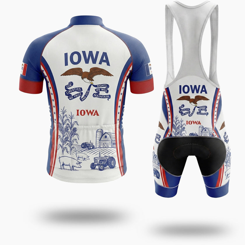 Iowa Agriculture Men's Cycling Jersey - Iowa State Bike Clothing Kit - Short Sleeve Cycling Jersey Kit-White