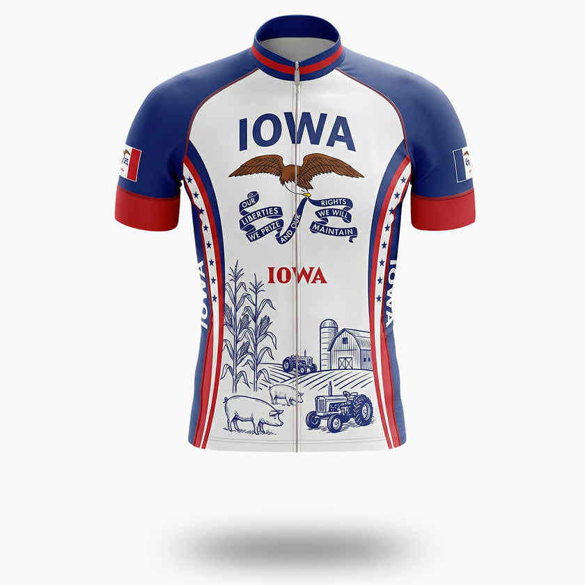 Iowa Agriculture Men's Cycling Jersey - Iowa State Bike Clothing Kit - Short Sleeve Cycling Jersey-White