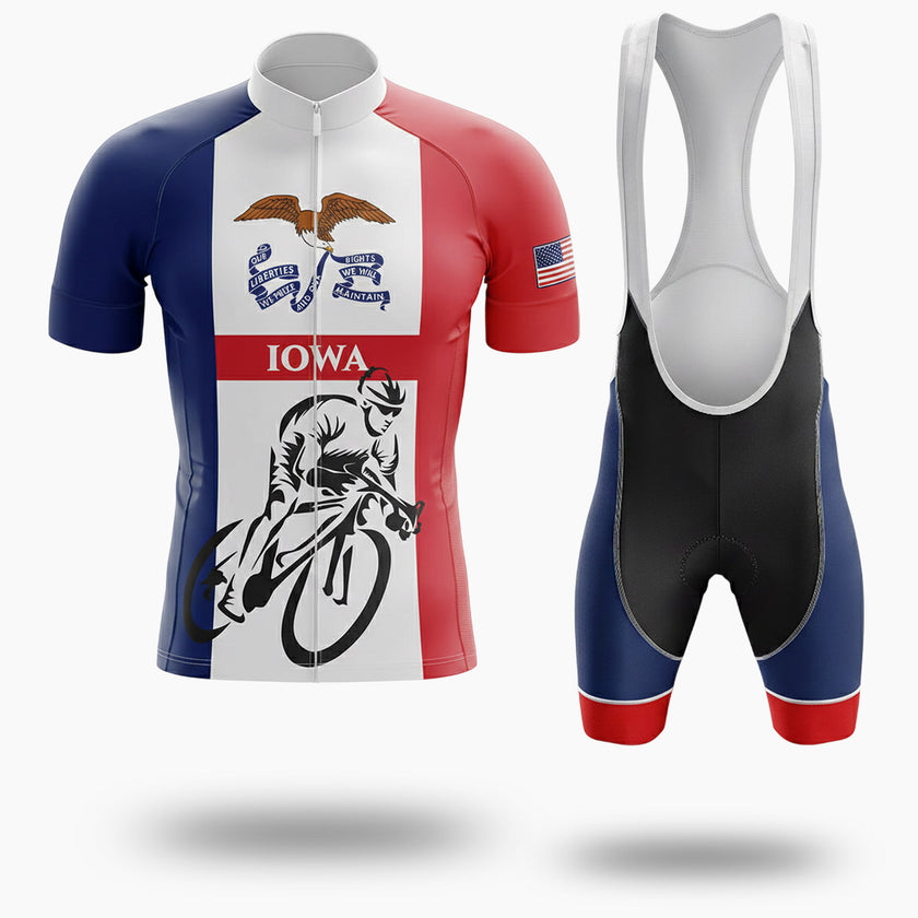 Iowa State Flag Men's Cycling Jersey & Bib Short - Short Sleeve Cycling Jersey Kit-White