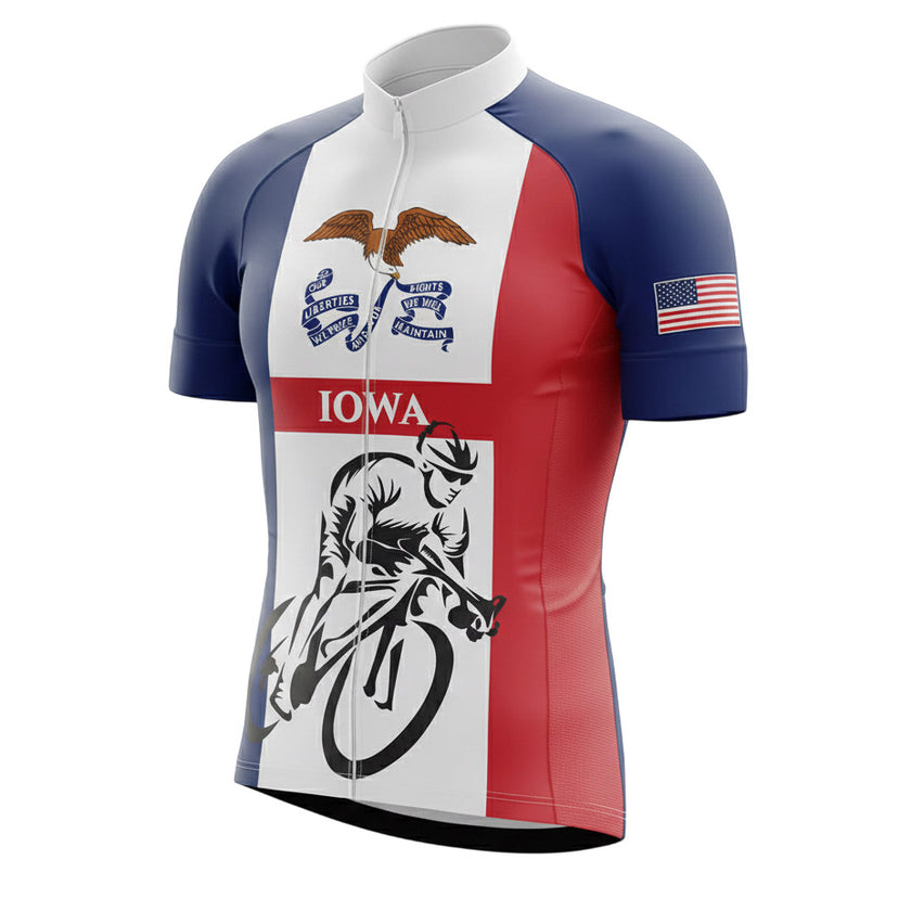 Iowa State Flag Men's Cycling Jersey & Bib Short - Short Sleeve Cycling Jersey Kit-White